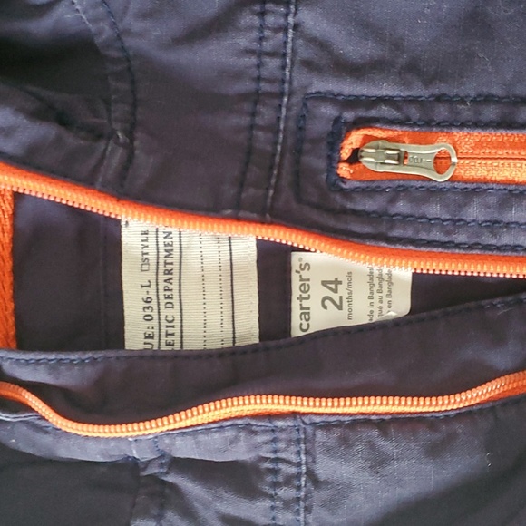 Carter's 100% Cotton Spring Fall Jacket. Sz 24months Navy/ Orange - Picture 2 of 11